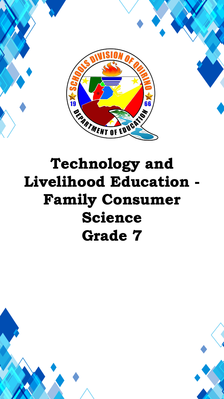 Technology and Livelihood Education - Family Consumer Science Grade 7 - Quarter 1